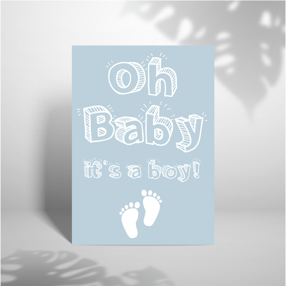 Hello Baby Boy - A5 Greeting Card (Blank)