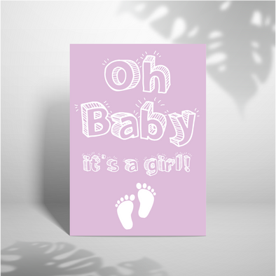 Hello Baby Girl - A5 Greeting Card (Blank)