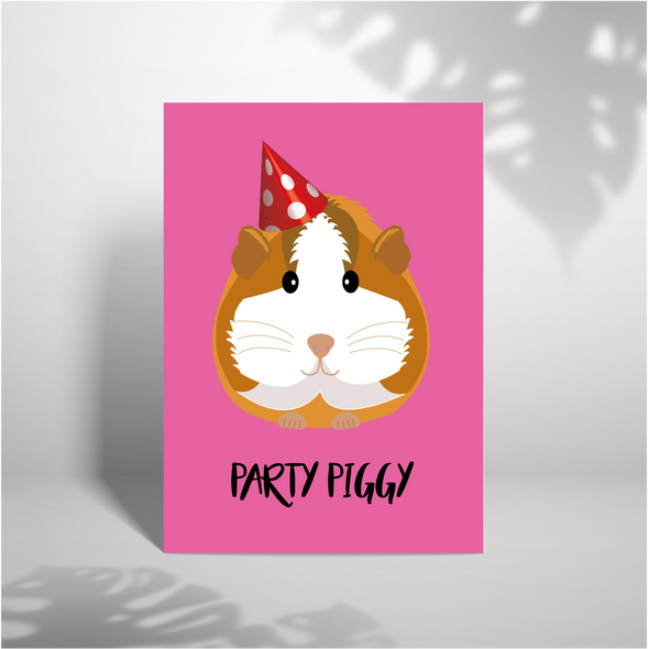 Party Piggy - A5 Greeting Card (Blank)