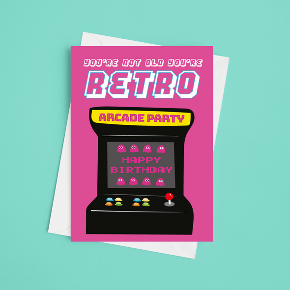 Retro Arcade Birthday - A5 Greeting Card (Blank)