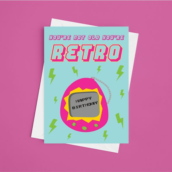 Retro Birthday  - A5 Greeting Card (Blank)