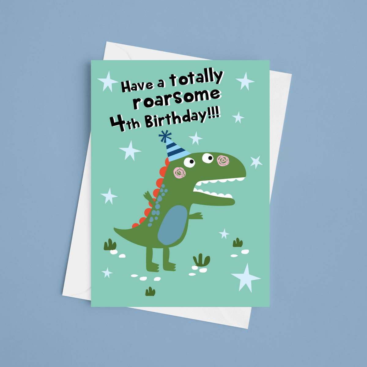 Have A Roarsome 4th Birthday - A5 Greeting Card – Laura Lonsdale Designs