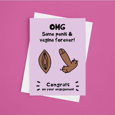 Same Penis & Vagina Forever! - A5 Rude Engagement Card (Blank)
