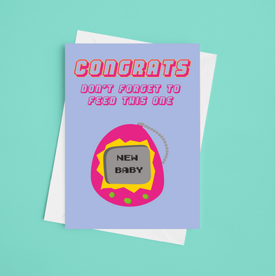New Baby Retro - A5 Greeting Card