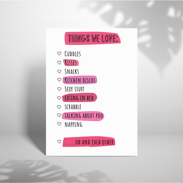 Things We Love - A5 Greeting Card (Blank)