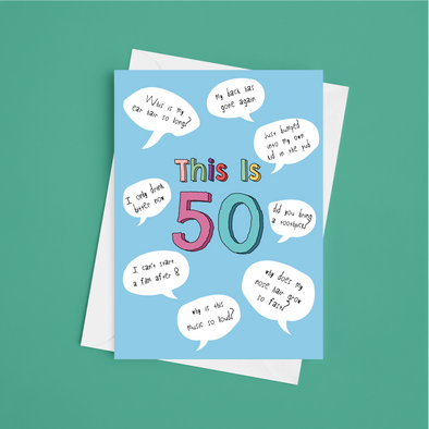 This Is 50 - For Him Birthday Card - A5 Greeting Card (Blank)