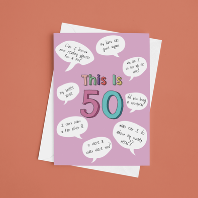 This is 50- For Her A5 Birthday Card (Blank)