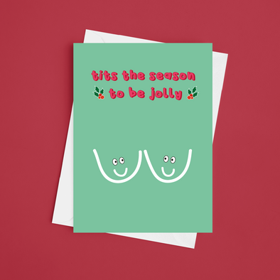 Tits The Season To Be Jolly - A5 Greeting Card