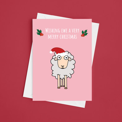 Wishing Ewe A Very Merry Christmas -Greeting Card (Wholesale)