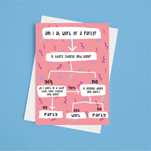 Work Or A Party? - A5 Greeting Card