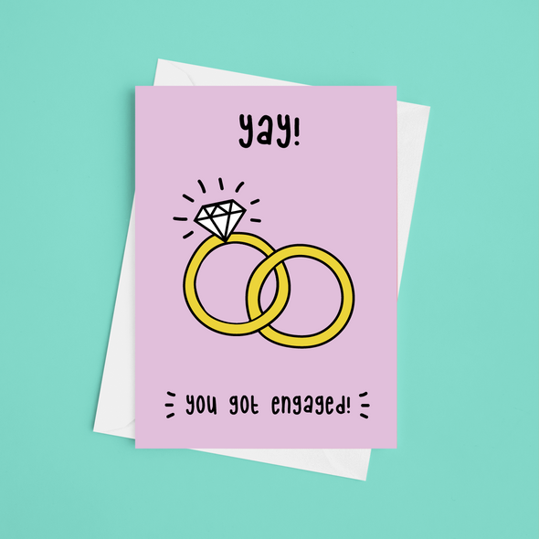 Yay You Got Engaged! - A5 Engagement Card (Blank)