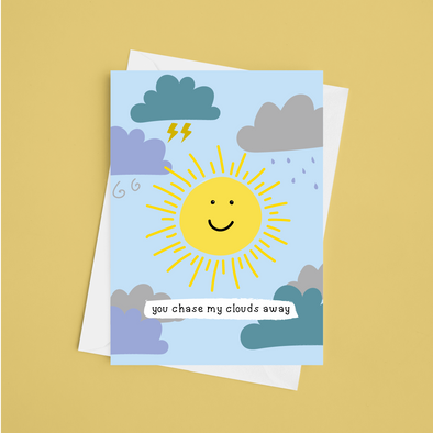 You Chase My Clouds Away - A5 Thank You / Thinking Of You Card