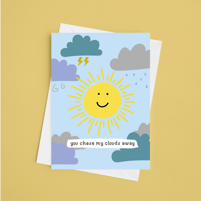 You Chase My Clouds Away - A5 Thank You Card (Blank)