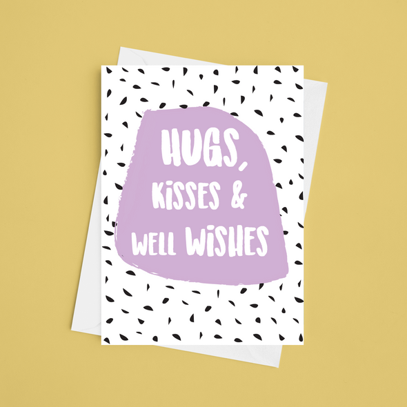 Sending Hugs Kisses & Well Wishes - A5 Thinking Of You Card (Blank)