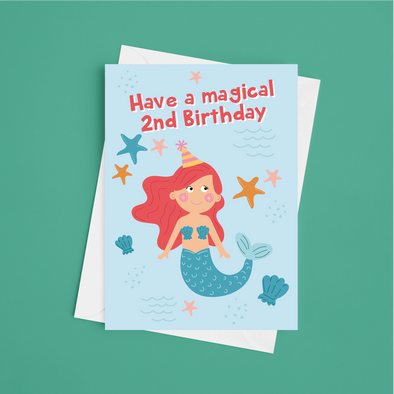 Ocean Magic 2nd Birthday - A5 Greeting Card (Blank)