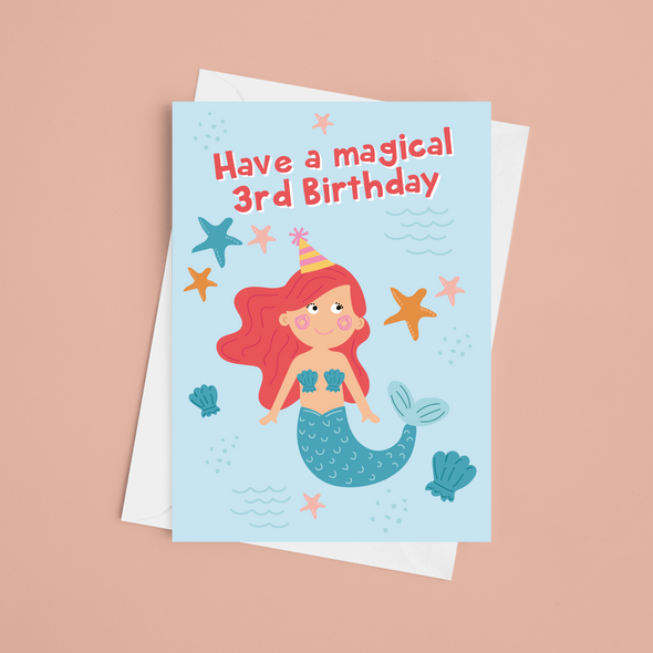 Ocean Magic 3rd Birthday - A5 Greeting Card